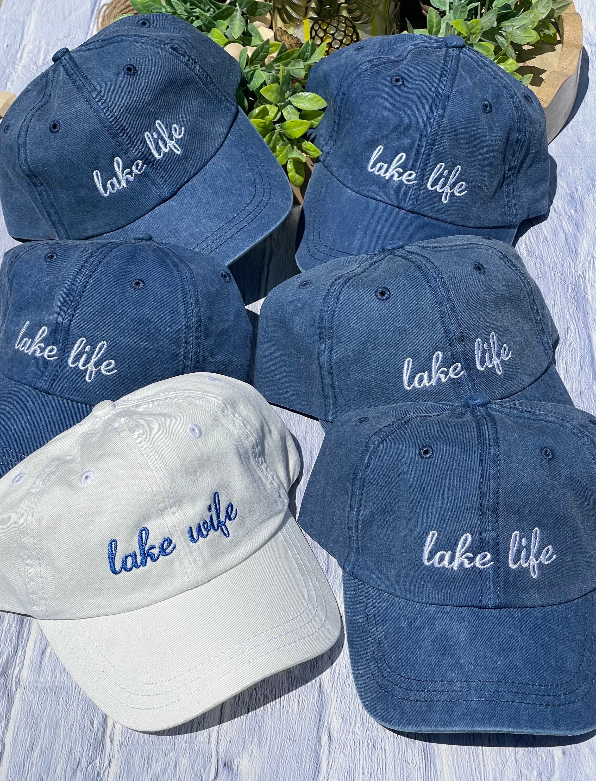 Lakegirl Embroidered Letters Logo Floral Distressed Strapback Women\'s Cap Hat LakeGirl Hat Cap Strap Back Adjustable Blue Adult  main image 3