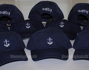 Anchor Embroidered Baseball Caps,  Nautical Bachelor-Bachelorette Party Hats, Boat Hats, Beach Hat,  Custom Ball Caps