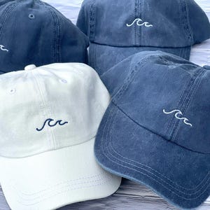 Embroidered Wave Baseball Cap, Garment Washed Cotton Twill