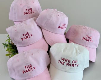 Wife Of The Party, Bachelorette Party Favor Baseball Cap, Custom Bach Hats