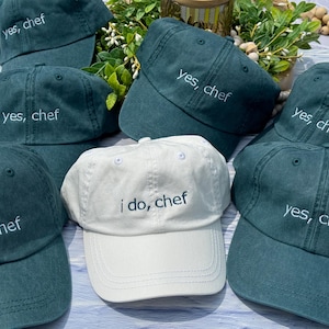 Custom Bachelorette Party Baseball Caps, Yes Chef - I Do Chef Party Hats, Girls Trip Bach Hats