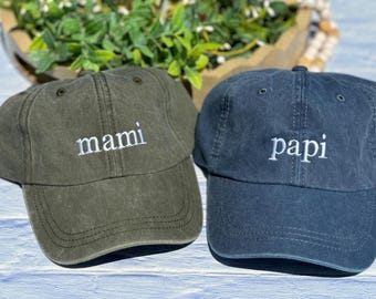 Texto personalizado, gorro bordado, gorros Mami-Papi, gorro para revelar el sexo del bebé, gorro Mama, gorro Mom, gorro Dad, gorro Mum, gorros unisex