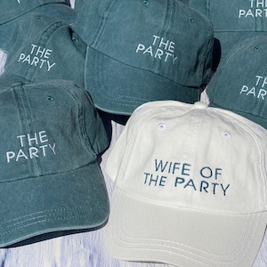Embroidered Bachelorette Hats, Wife Of The Party - The Party Bridesmaid Hats, Girls Trip Party Favor,  Custom Bridal Shower Gift