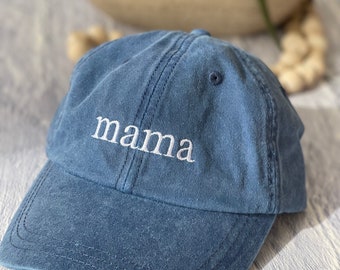 Mom Hat,  Dad Baseball Cap, Pregnancy Announcement Hat, Pigment dyed Vintage Style Caps, Classic Dad Cap