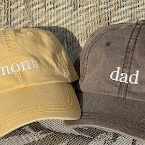 Mom and Dad Baseball Caps, Pregnancy Announcement Hats, Set of 2 Pigment dyed Vintage Style Caps, Classic Dad Cap, Unisex Hat