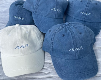 Custom Wave Embroidered Baseball Cap Coastal Cowgirl Bachelorette Hat Bride Last Ride Crew Beach Wedding Party Gift