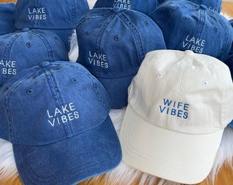 Lake Life Hats, Bachelorette Party Hats, Low Profile Hat, Pigment Dyed, Distressed Vintage Look,