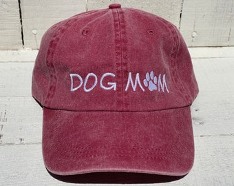 Embroidered Hat, Paw Print Hat, Dog Dad Hat, Low Profile Hat, Pigment Dyed, Unstructured Ball Cap