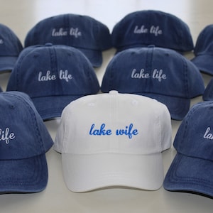 Lake Life Hat, Lake Wife Embroidered Hat, Bachelorette Party Hats, Distressed Vintage Look,