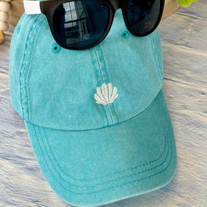Seashell Hat, Embroidered Baseball Cap, Bachelorette Party Hats, Blue Hat, Beach Hat