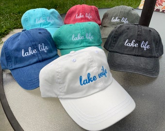 Lake Life Hat, Lake Life Gift, Summer Hat, Embroidered Hat, Bulk Order Bachelorette Hat, Pigment Dyed Hat, Lake Hat, Women's Hat, Boat Hat