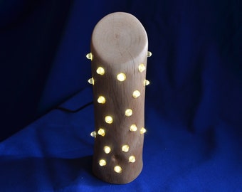 Oak wood LED light, unique and handmade, dynamic light patterns, adjustable brightness and speed, USB powered, unique gift, Christmas gift