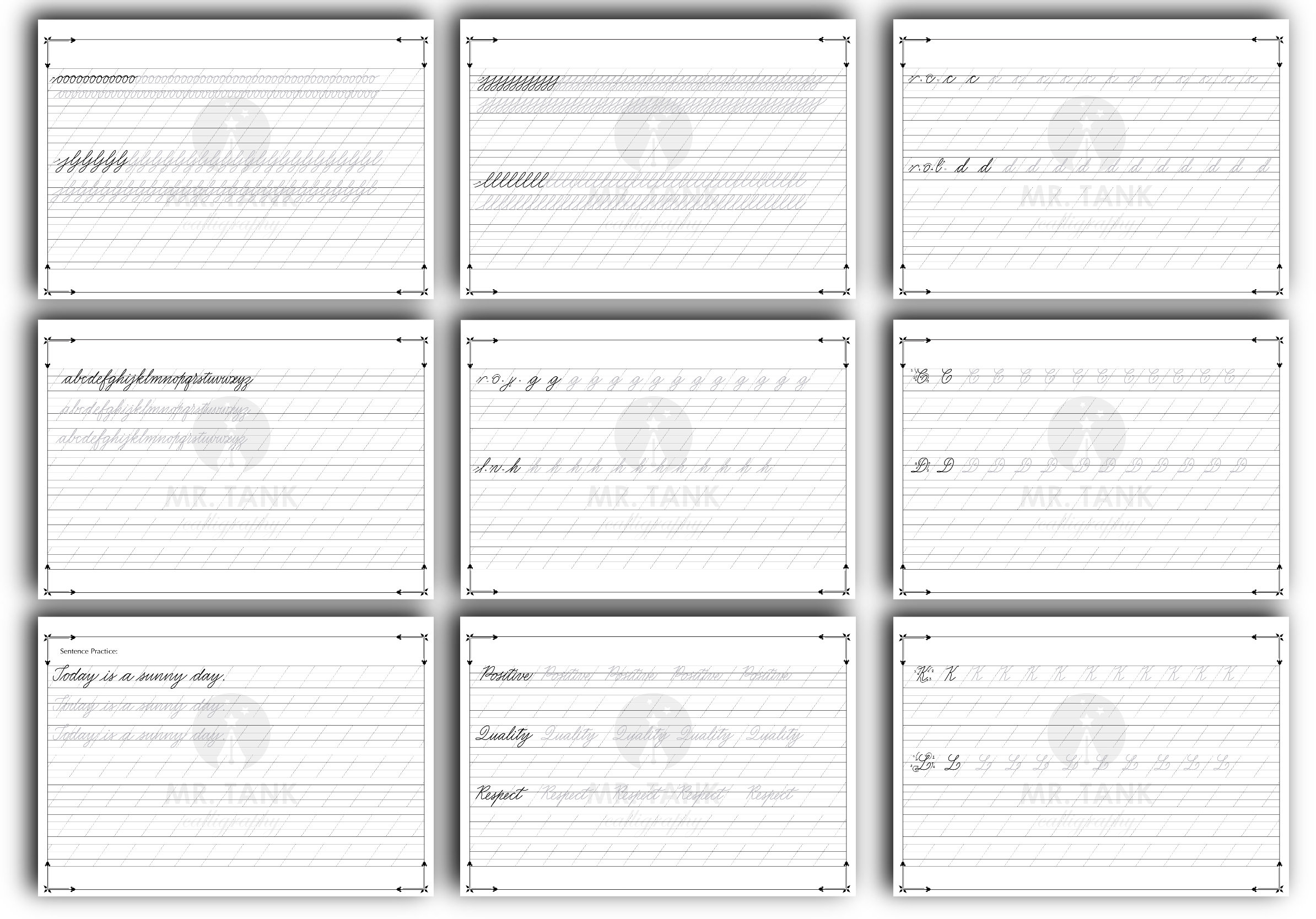 Cursive Handwriting Practice Book, 50 Pages Printable Handwriting Workbook, Learn Cursive