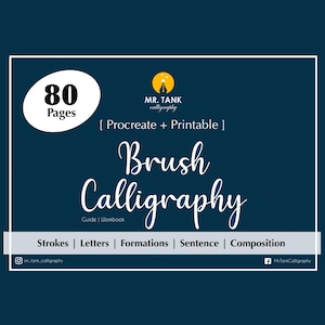 Quaderno di esercizi di lettering con pennello, Scheda di esercizi di calligrafia, Guida per principianti al lettering a mano, Scheda di esercizi di calligrafia stampa e procreate