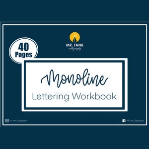 Monoline Lettering Practice Workbook: Bouncy Cursive Handwriting (Printable & Procreate)