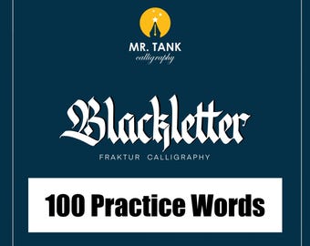 Blackletter Gothic calligraphy 100-word practice sheet 4mm nib size ( printable + Procreate )