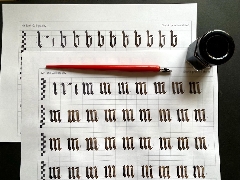 Black Letter Script Worksheet.pdf Blackletter Calligraphy Lowercase Practice Workbook: Gothic Fraktur ...