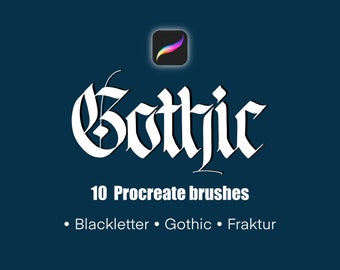 Gothic calligraphy procreate brush, 10 Digital lettering brushes for Blackletter, Gothic & Fraktur, Broad edge brush for digital calligraphy