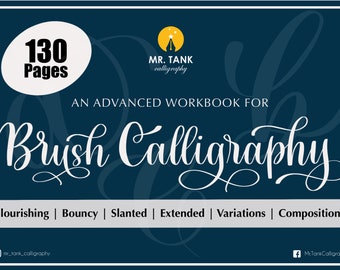 Advance Brush Lettering workbook, Procreate calligraphy practice, Procreate Hand lettering worksheet, Modern calligraphy print & procreate