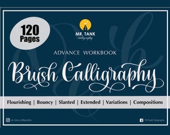 Advance Brush Lettering workbook, Procreate calligraphy practice, Procreate Hand lettering worksheet, Modern calligraphy print & procreate