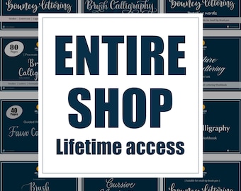 Calligraphy & Lettering Shop: Workbooks, Procreate Brushes (Lifetime Access)