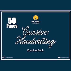 Libro de práctica de escritura cursiva, libro de ejercicios de escritura a mano imprimible de 50 páginas, aprenda a escribir en cursiva, mejore los alfabetos en cursiva, hoja de práctica