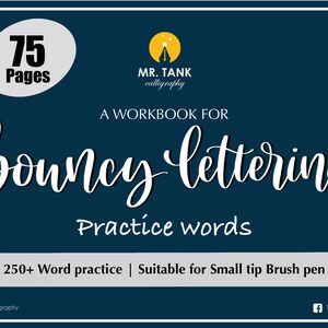 3 Bouncy lettering workbook, Basic Words Quotes. All 3 Bouncy lettering workbooks with A to Z practice. Procreate and printable workbook image 3