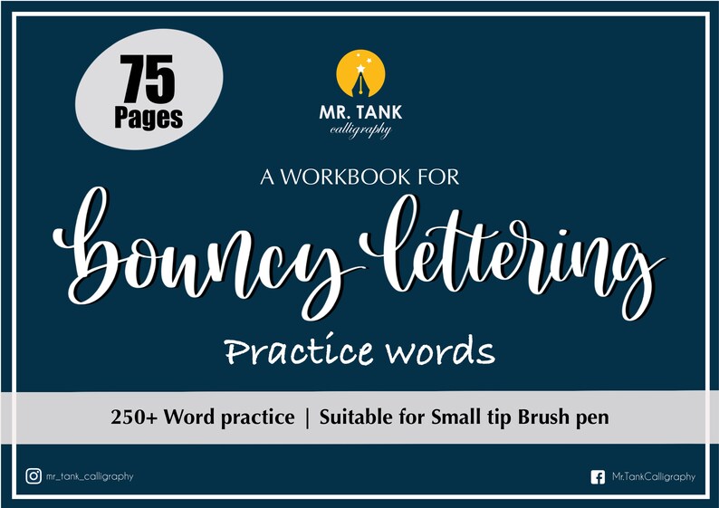3 Bouncy lettering workbook, Basic Words Quotes. All 3 Bouncy lettering workbooks with A to Z practice. Procreate and printable workbook image 3
