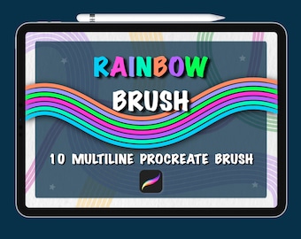 Rainbow Procreate-borstel, Multiline Digitale penselen voor Procreate, Spaghettiborstels voor voortplanting. Creëer penselen voor digitale kunst.