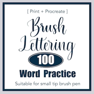 Hoja de práctica de palabras con letras de pincel, libro de práctica de palabras básicas de caligrafía con pincel y letras a mano para imprimir y Procrear.