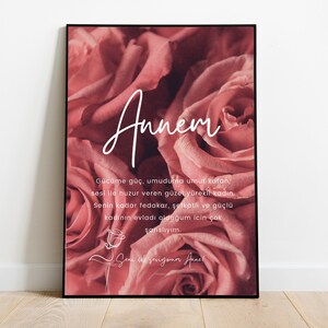 Poster Annem Anne Mutter Mama hediyesi Geschenkidee Geburtstag Muttertag Geschenk Hediye Rosen