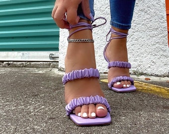lavender strappy heels