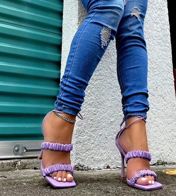 lavender open toe heels