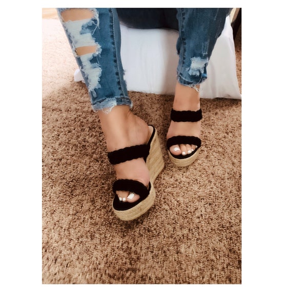 Women Summer Espadrille Open Toe Wedges 