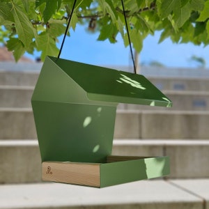 Modern bird feeder | minimalist bird feeder | bird house | hanging bird feeder | bird lover | green
