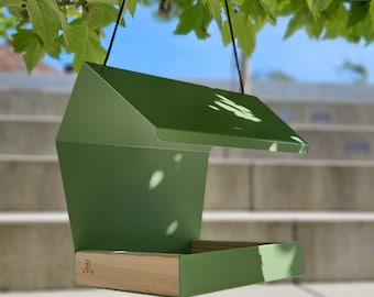 Modern bird feeder | minimalist bird feeder | bird house | hanging bird feeder | bird lover | green