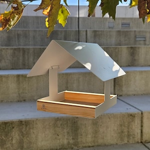 Modern bird feeder | minimalist bird feeder | bird house | hanging bird feeder | bird lover | grey