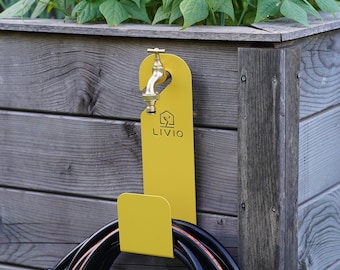 Moderne metalen tuinslanghouder | slangstandaard | slanghouder voor buiten | tuinaccessoire | slangopberger | tuinorganisatie | tuinoplossing: