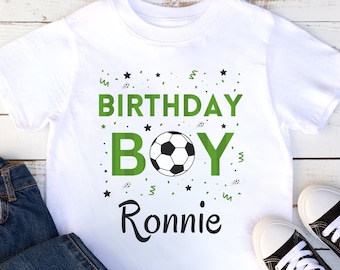 T-shirt di compleanno personalizzata per bambini, calcio, t-shirt a tema calcio per ragazzi, 3 - 13 anni, maglietta per feste di calcio, maglietta per compleanno di calcio