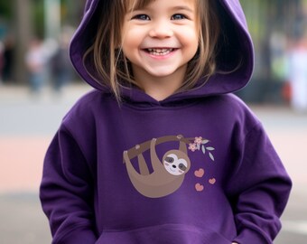 Kinder Faultier Hoodie, Mädchen Pullover Faultier Sweatshirt Hoody, Faultier Geschenke, Mädchen Faultier Shirt, Süßes Faultier Hoodie, Mädchen Faultier Kleidung, 3-13 Jahre