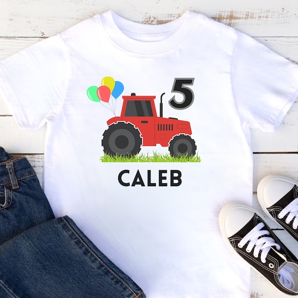 Kids Personalised Birthday Tractor T-shirt, 1 - 8 yrs, Boys Tractor Shirt, Toddler Tractor Shirt, Tractor Gifts, Tractor Party Theme Shirt