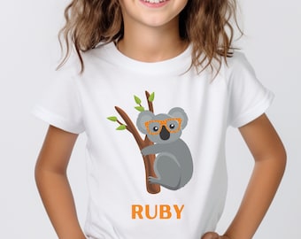 Kids Funny Koala T-Shirt: Personalised Girls Clothing (3-13 yrs)