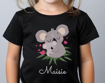 Kids Koala T-shirt, Girls Personalised Koala Shirt, Aussie Koala Bear T-shirt, Koala Gifts for Girls, Children's Koala Clothing, 3 - 13 yrs