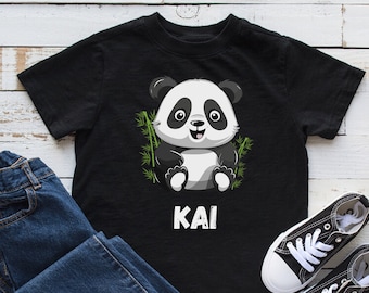 T-shirt Panda personalizzata per bambini, T-shirt Panda per ragazzi e ragazze da 3 a 11 anni, Regali Panda, Camicia Panda di compleanno, Regalo per figlio, Regalo di Natale