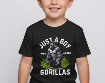Boy's Gorilla T-Shirt: Jungle Ape Graphic Tee, Animal Lover Gift