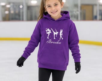 Personalised Girls Ice Skating Pullover Hoodie: Figure Skater Gift (3-13 yrs)