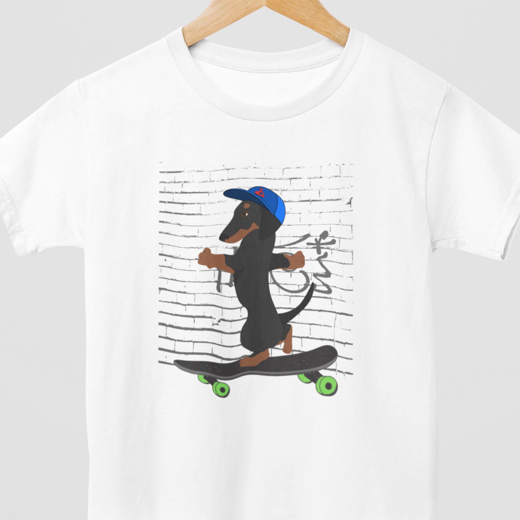 A Dachshund On A Skateboard Art Print - Dachshund Humorous