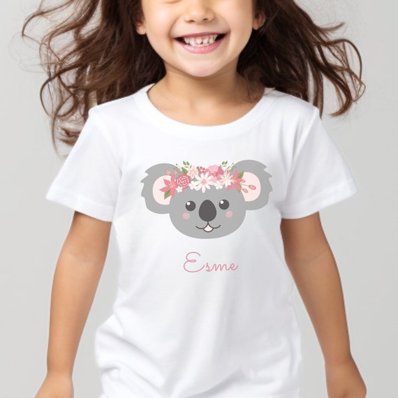 Kids Koala T-shirt, Girls Personalised Koala Shirt, Koala Gifts for Girls,  Children's Koala Clothing, Aussie Koala Bear T-shirt, 3 13 Yrs 