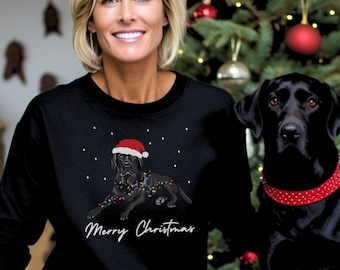 Organic Cotton Festive Labrador Unisex Adults Christmas Sweatshirt, XS - 3XL, Christmas Labrador Shirt, Black Labrador Sweater