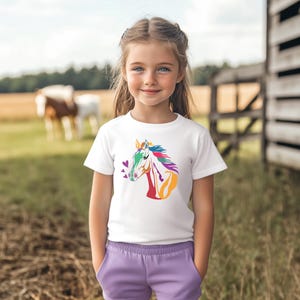 Kids Horse/Pony Cotton T-shirt, 3-13 yrs, Girls Horse & Pony Lover Gift, Pony Shirt, Ponies, Shetland Ponies, Equestrian, Horse Shirt